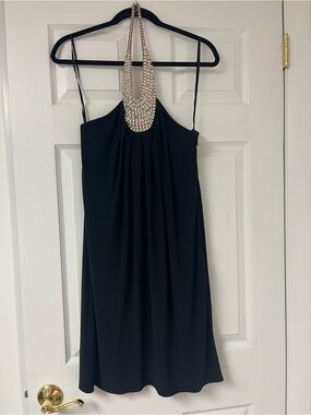 LM Collection Black Mini Dress with Rhinestone Halter